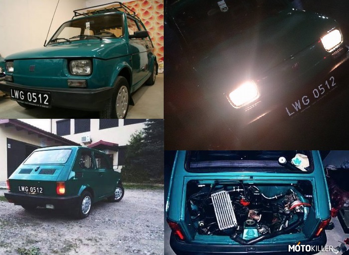 Fiat 126p + TURBO – Maluszek dzięki jego 17 letniemu właścicielowi odzyskał nowe życie, a także pewne modyfikacje przeznaczające na zloty. Wszystko robione własnoręcznie w garażu.
Modyfikacja z doładowaniem turbosprężarkowym robi wrażenie! 

Fiat 126p Turbo by Ptysiu. 