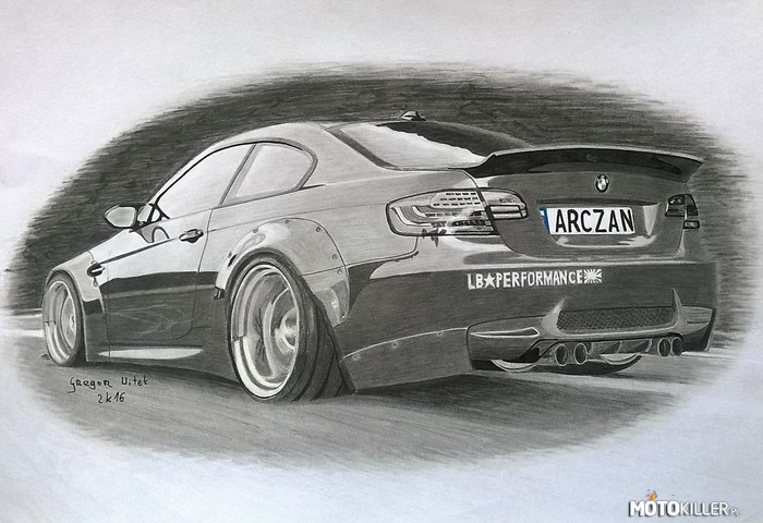 BMW M3 E92 Liberty Walk Performance – Kolejny rysunek w moim wykonaniu. Format A4, czas pracy +/- 40 godzin. 