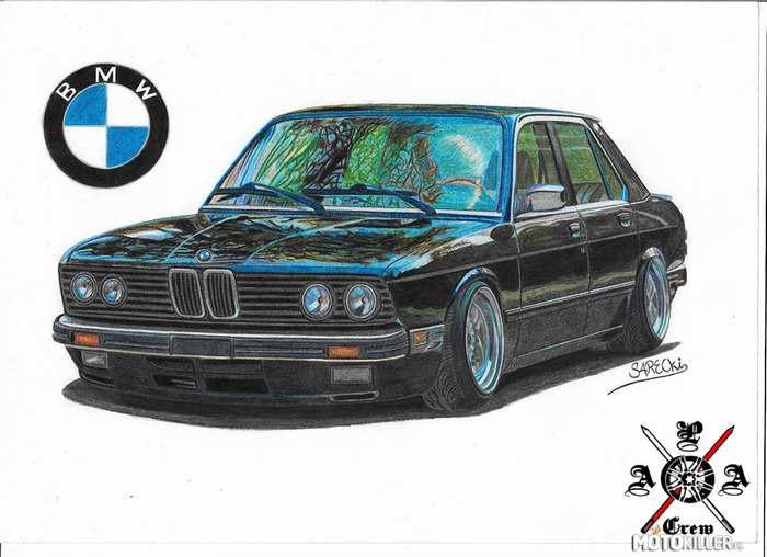 BMW E28 – Praca jednego z naszych artystów.
Po więcej zapraszamy na www.facebook.com/polishautoarts , gdzie znajdziecie wiele innych moto-rysunków (a jest na czym zawiesić oko!). 