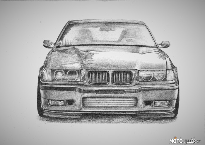 BMW E36 - rysunek A3 – Tym razem coś dla fanów BMW. BMW E36 w rozmiarze A3 myślę że efekt mojej pracy jest zadowalający.  Rysunki będą pojawiały się teraz częściej bo dostałam zaproszenie na Auto Moto Show do Ostródy. Trzymajcie Kciuki! 