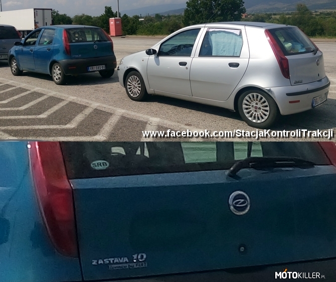 Ciekawostka z granicy serbsko-macedońskiej. – Zastava 10 i Fiat Punto. 