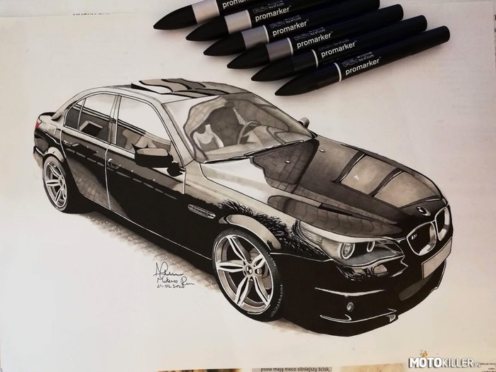 Rysunek BMW – Własnoręcznie wykonany rysunek BMW e60 